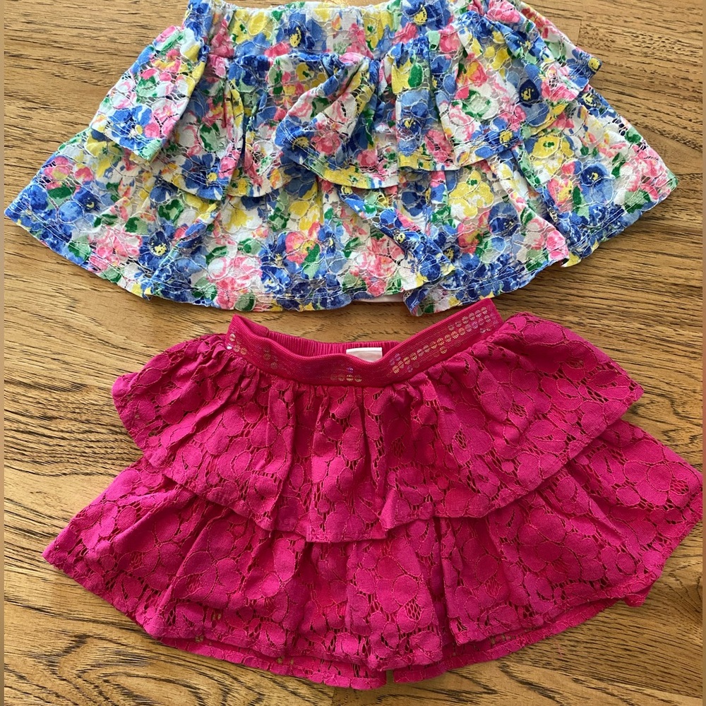 2T skirts (skorts) with shorts attached. Fuchsia and multi color